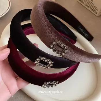 Широкая повязка на голову с черным геометрическим узором в виде ромба — шикарный стиль флокирования для осени/зимы Headband чёрный