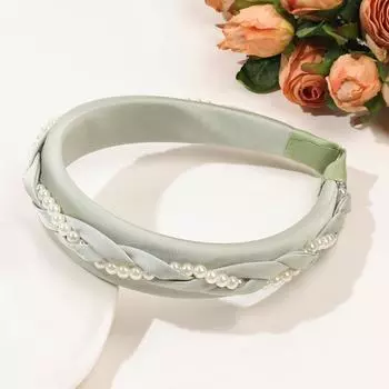 Широкая повязка на голову с узлом, искусственный жемчуг, декор со стразами, дизайн в стиле бохо, обруч с крестом, аксессуары для волос XXS светло-зеленый