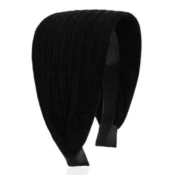 Широкая повязка на голову Женский аксессуар для волос Деталь с перекручиванием Модная черная широкая вязаная повязка на голову Дополнительное покрытие для женщин Бархатные повязки для волос