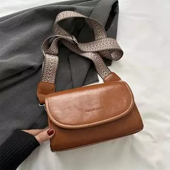 Широкая сумка через плечо для женщин, универсальная сумка через плечо, однотонная квадратная, маленькая, новый дизайнер