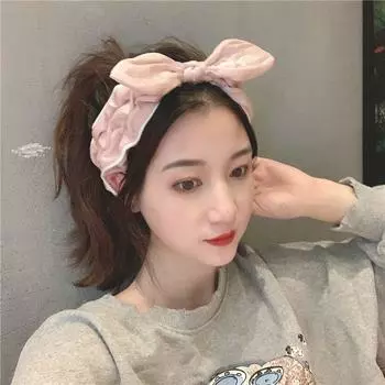 Широкая тканевая повязка на голову с вышитыми буквами, бант, повязка на голову в корейском стиле, женская повязка на голову белый