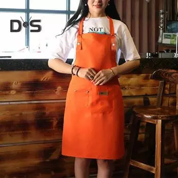 Широкие бретели, кухонный фартук с карманом, полиэстер, хлопок, садовый фартук для шеф-повара, кулинария чёрный