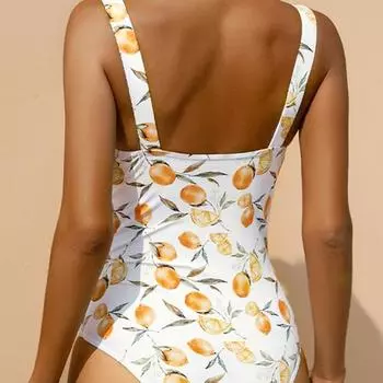 Широкие бретели спинки Женский Монокини Сексуальный Фруктовый Принт Цельный Купальник L белый