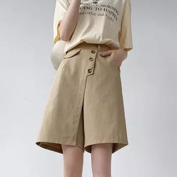 Широкие брюки большого размера с высокой талией, летние брюки для поездок на работу, укороченные брюки, юбки, шорты для женщин S