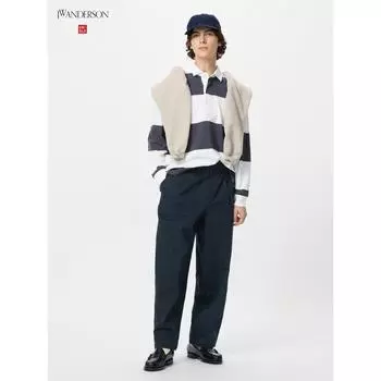 Широкие брюки-чинос Uniqlo Tuck 69 NAVY/MEN 70