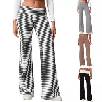 Широкие брюки для девочек, длинные брюки M бежевый