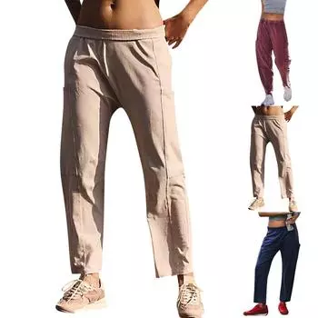 Широкие брюки для женщин, брюки для йоги, спортивные штаны с высокой талией и карманами, эластичные брюки, удобные спортивные спортивные штаны для тренировок
