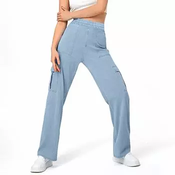 Широкие брюки для женщин, брюки для йоги, спортивные штаны с высокой талией и карманами, эластичные брюки, удобные спортивные спортивные штаны для тренировок
