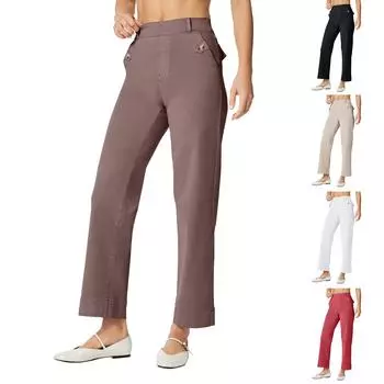 Широкие брюки для женщин, брюки для йоги, спортивные штаны с высокой талией и карманами, эластичные брюки, удобные спортивные спортивные штаны для тренировок