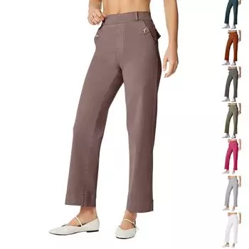 Широкие брюки для женщин, брюки для йоги, спортивные штаны с высокой талией и карманами, эластичные брюки, удобные спортивные спортивные штаны для тренировок