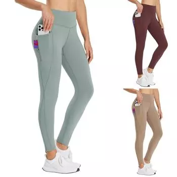 Широкие брюки для женщин, брюки для йоги, спортивные штаны с высокой талией и карманами, эластичные брюки, удобные спортивные спортивные штаны для тренировок L чёрный