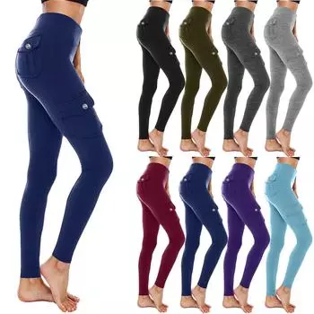 Широкие брюки для женщин, брюки для йоги, спортивные штаны с высокой талией и карманами, эластичные брюки, удобные спортивные спортивные штаны для тренировок L армия зеленый