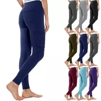 Широкие брюки для женщин, брюки для йоги, спортивные штаны с высокой талией и карманами, эластичные брюки, удобные спортивные спортивные штаны для тренировок L армия зеленый