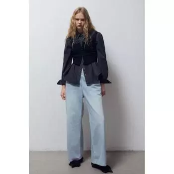 Широкие брюки-джоггеры HM Denim Бледно-голубые