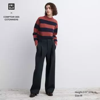 Широкие брюки из фактурного джерси UNIQLO с подвернутыми краями