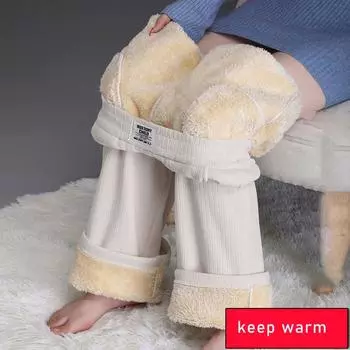 Широкие брюки из плотной овечьей шерсти, женские прямые брюки с эластичной резинкой на талии, простой повседневный стиль, сохраняют тепло на осень и зиму M кофейный