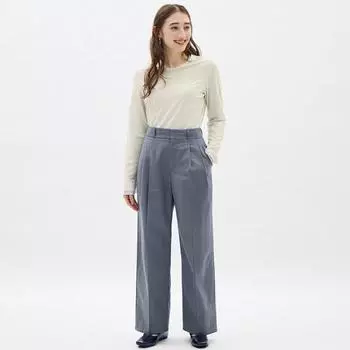 Широкие брюки из смесового льна GU by Uniqlo, стандартная длина от 70,0 до 74,0 см.
