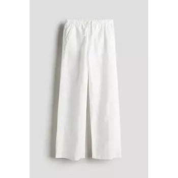 Широкие брюки из смесового льна HM, белые 89Y