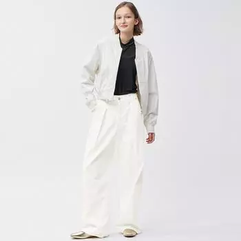 Широкие брюки из светлого денима GU by Uniqlo+EC, длина 79,0 см