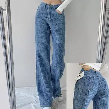 Широкие брюки-карго, уличная одежда, мешковатые джинсы, новые женские корейские модные свободные прямые женские брендовые костюмы S синий