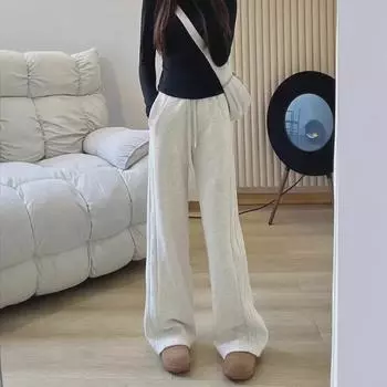 Широкие брюки Lulu Women s Scuba Classic Velvet с завязками на талии — облегающий крой, универсальный вариант для осенних и зимних видов спорта и отдыха XL (150-160 lbs recommended) костяной/белый