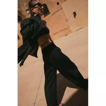 Широкие брюки с поясом HM, черные