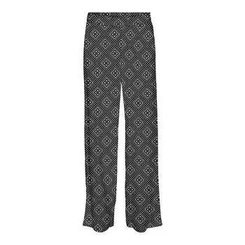 Широкие брюки с высокой талией и геометрическим узором Женский VERO MODA XS чёрный