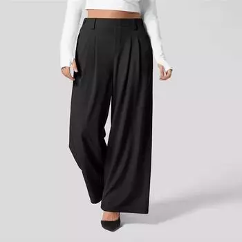 Широкие брюки с высокой талией, плиссированные, с завязками на шнурке, дышащие, устойчивые, вафельные, со всеми свободными повседневными брюками S зелёный