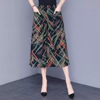 Широкие брюки с высокой талией, женские летние брюки больших размеров, повседневные свободные винтажные брюки с эластичной резинкой на талии, большие размеры XL