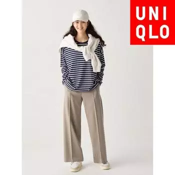 Широкие брюки Uniqlo Japan из матового джерси 08 DARK GRAY/XS