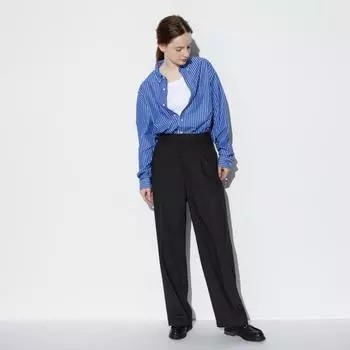 Широкие брюки UNIQLO с подкладкой, эластичные в двух направлениях, длина по ноге, длина 76 см.