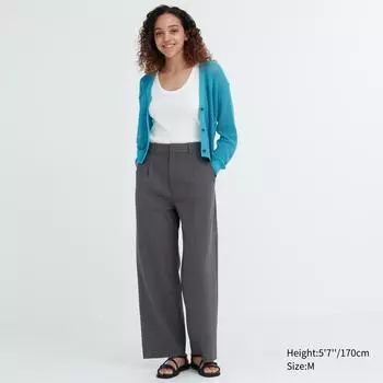 Широкие брюки UNIQLO с защипами, 2WAY, длина штанин 69–71 см