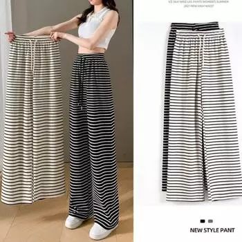 Широкие брюки в черно-белую полоску для женщин, весна-лето, прямые свободные повседневные брюки, универсальные брюки с принтом зебры One size