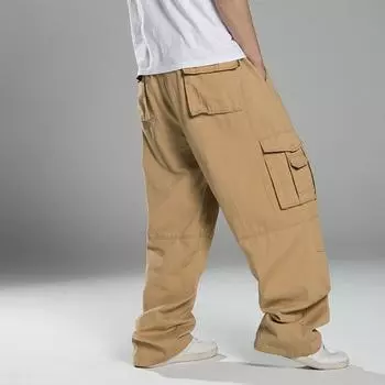 Широкие брюки в стиле хип-хоп, мужские повседневные хлопковые штаны-шаровары, свободные мешковатые брюки, уличная одежда, бегуны, мужская одежда XXXXL чёрный