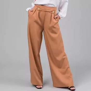 Широкие брюки женские корейские модные офисные прямые брюки Y2k повседневные брюки на молнии S хаки