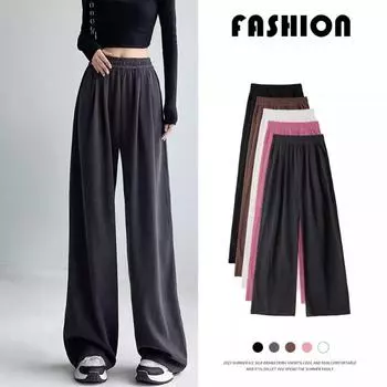 Широкие брюки женские осень-зима утолщенные свободные повседневные прямые брюки Y2K женские с карманами облегающие брюки M чёрный