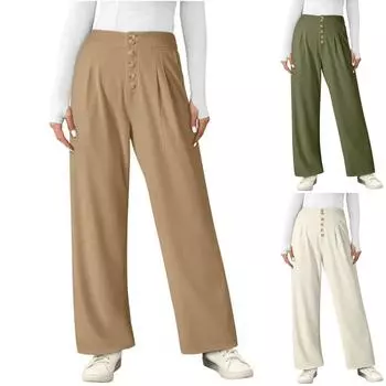 Широкие брюки женские высокие трикотажные нарядные повседневные брюки брюки с карманами M синий