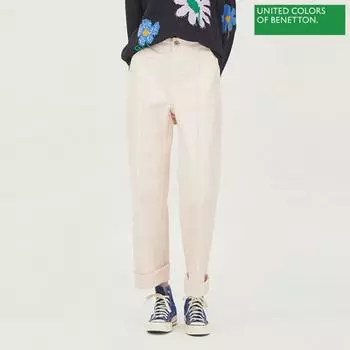 Широкие цветные джинсовые брюки Benetton Pin Tuck Line Badp05311 Pk Pink/42