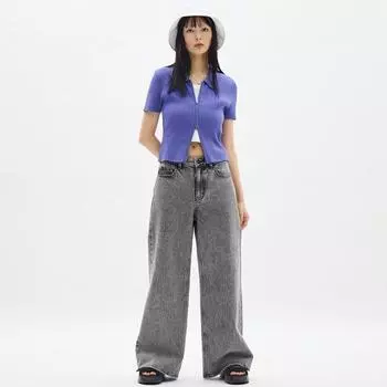 Широкие джинсы GU by Uniqlo со средней посадкой
