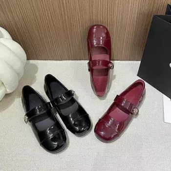 Широкие и утолщенные женские туфли большого размера, классические универсальные туфли с круглым носком и толстым каблуком, туфли Мэри Джейн, туфли на широкую ногу, маленькие кожаные туфли 37 бордовый