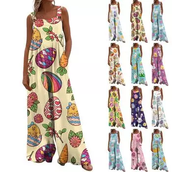 Широкие комбинезоны для женщин, повседневные свободные комбинезоны без рукавов, ко Дню святого Валентина, с принтом на пуговицах, длинные брюки, комбинезон с карманами L бежевый