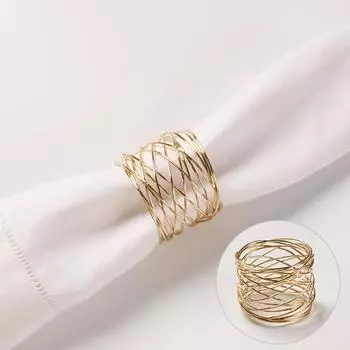 Широкие круглые золотые кольца для салфеток металлический крест полый серебряный держатель для салфеток для стола