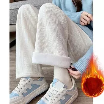 Широкие модные бархатные брюки с высокой талией и драпировкой, универсальные повседневные брюки для женщин на осень-зиму M чёрный