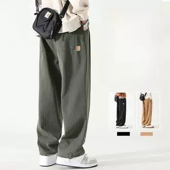 Широкие мужские брюки уличная одежда шаровары повседневные мешковатые спортивные брюки мужские прямые брюки техническая одежда спорт баскетбол XXXL чёрный