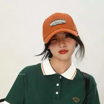 Широкие поля показывают лицо маленькая жесткая кепка женская модная универсальная вышитая ретро бейсболка козырек от солнца Adjustable оранжевый