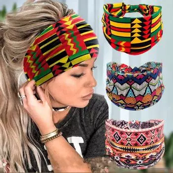 Широкие повязки на голову для женщин, повязка на голову с узлом, африканские женские повязки на голову, эластичные аксессуары для волос, ленты Tie Dye, 4 шт. в упаковке 15x24cm