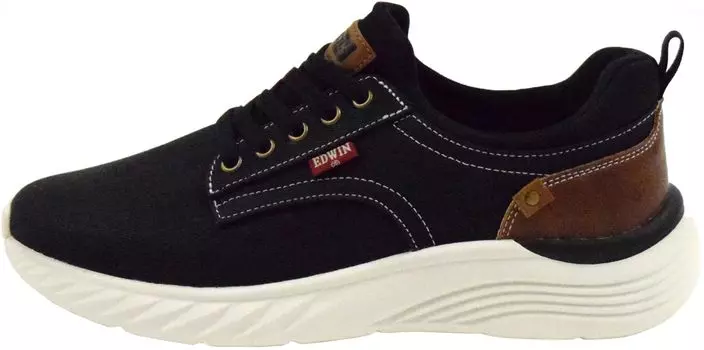 Широкие пушистые см 3E [Edwin] Кроссовки, Стильные, Простые, Повседневные, Легкие, 3, Амортизирующие, Эластичные, Мужские, Черные, 25.0 чёрный