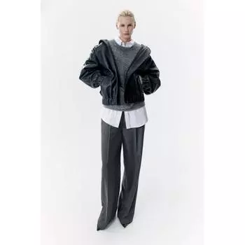 Широкие шерстяные брюки HM темно-серые