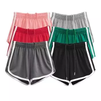 Широкие спортивные шорты женские летние свободные с высокой талией для бега, фитнеса, дома, пижамные штаны, повседневные шорты S чёрный