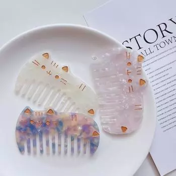 Широкие зубья ацетатные расчески для волос милый кот красочные парикмахерские расчески массажная щетка для волос для женщин A